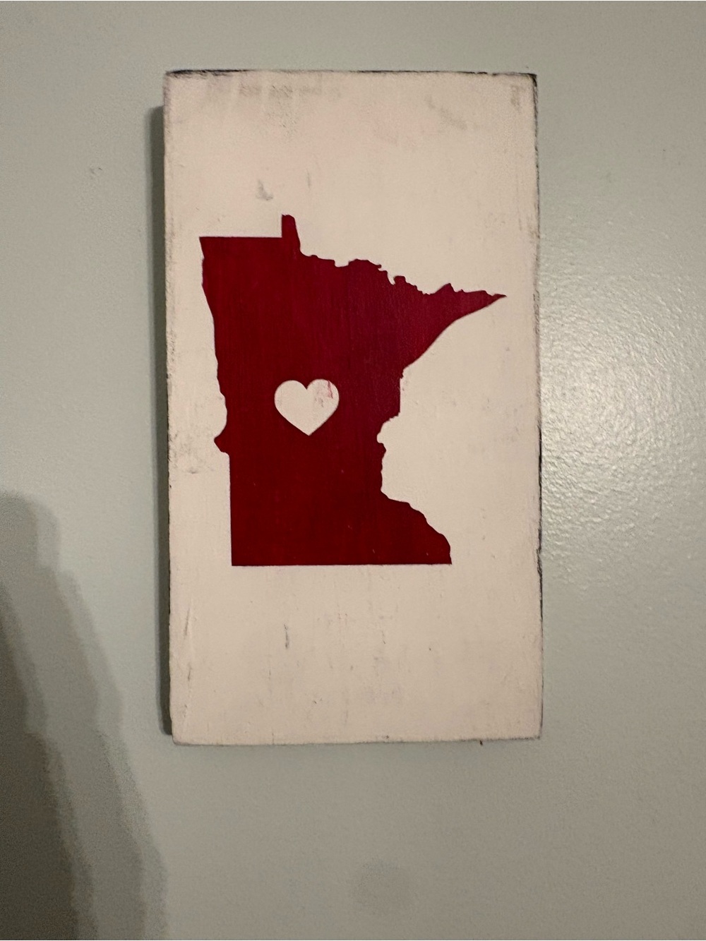 Minnesota Heart Rustic Wooden Wall Sign State Pride Hand Painted Decor 10x5.5”